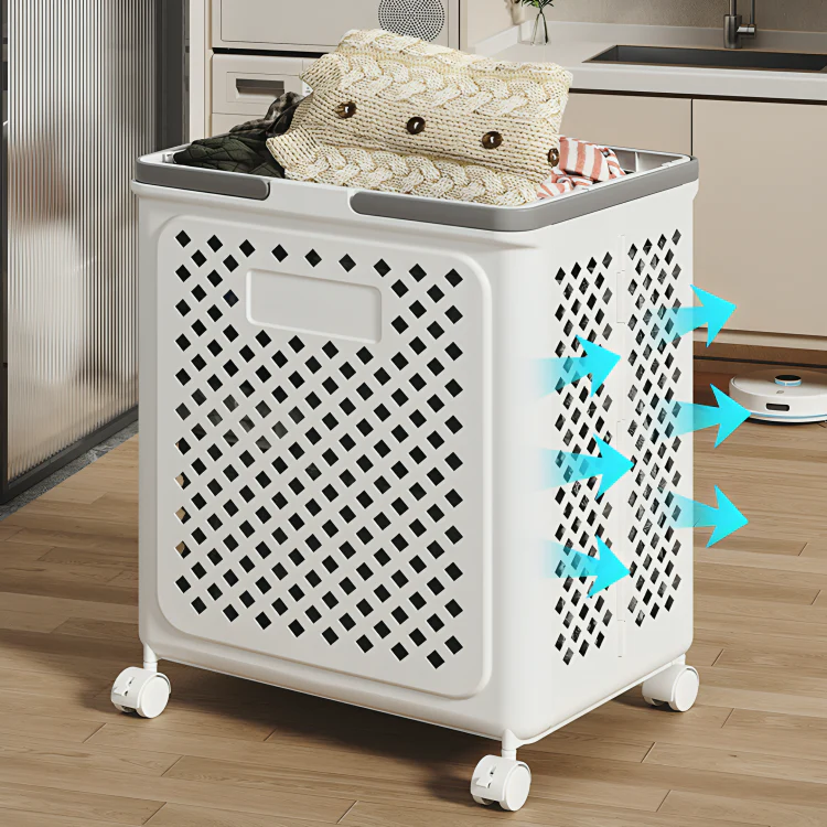 Multi-Purpose Plastic Foldable Laundry Basket with 360° Wheels