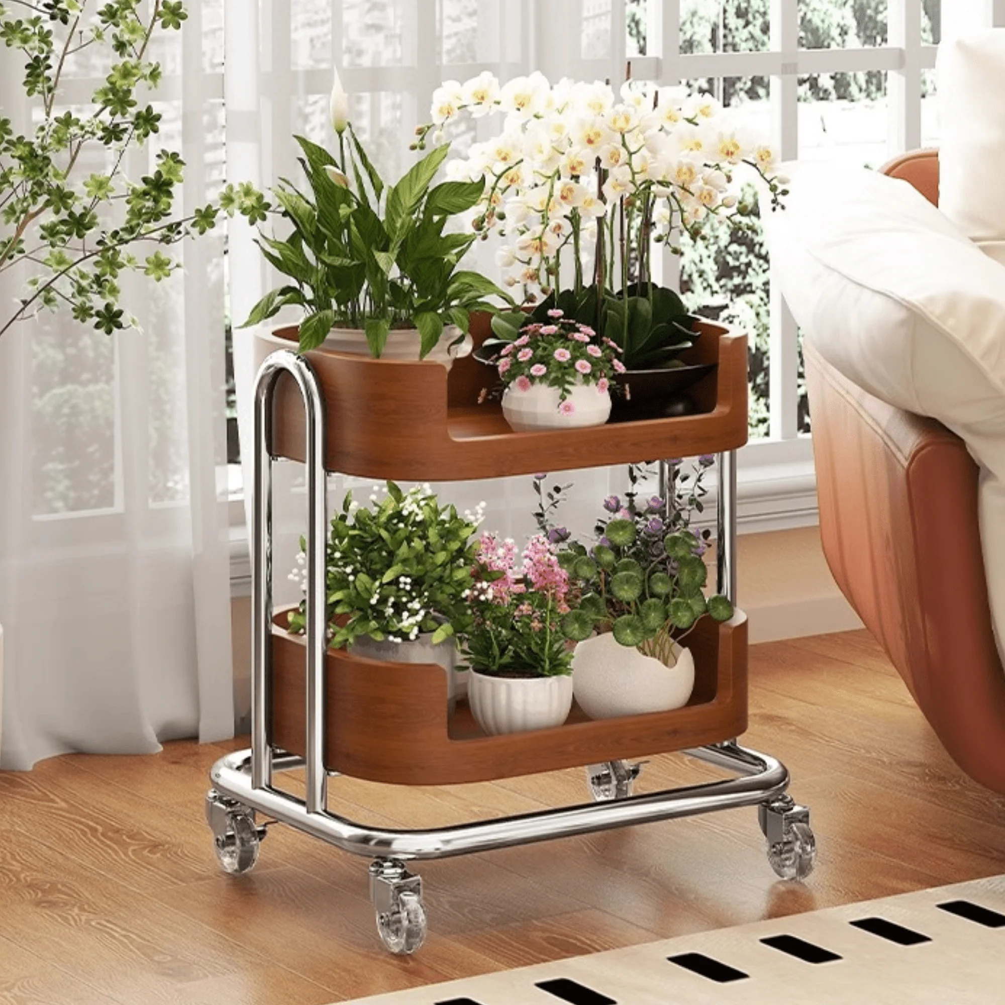 Multi-Functional Metal Wood Storage Rack with Wheels