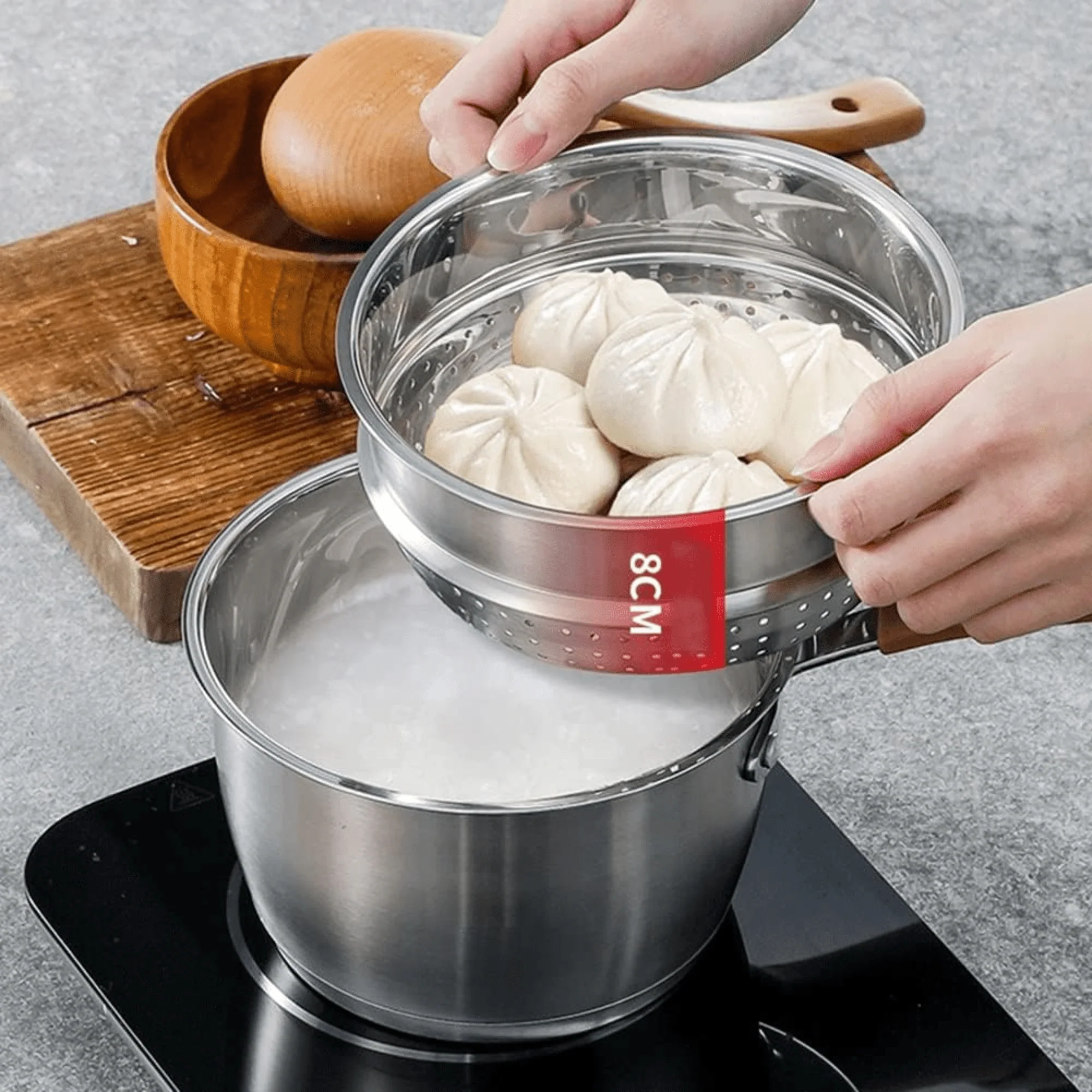 قدر طبخ وتبخير متعدد الأغراض من الفولاذ المقاوم للصدأ (2 لتر)