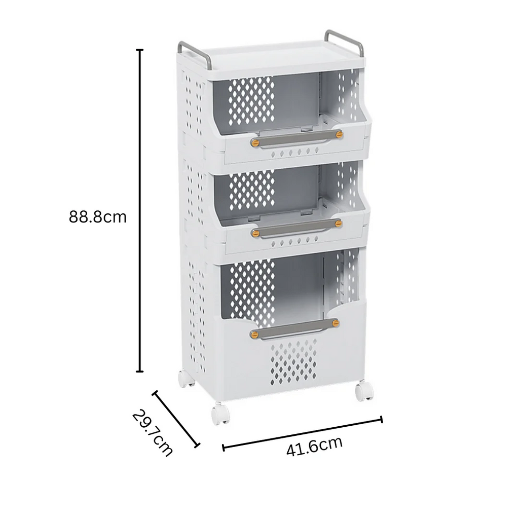 Multipurpose Multi-Layer Foldable Rolling Laundry and Storage Basket