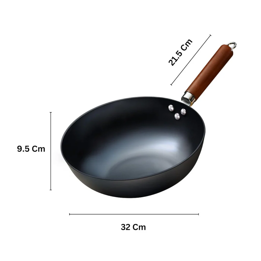 Fine Iron Cooking Pan with Wooden Handle