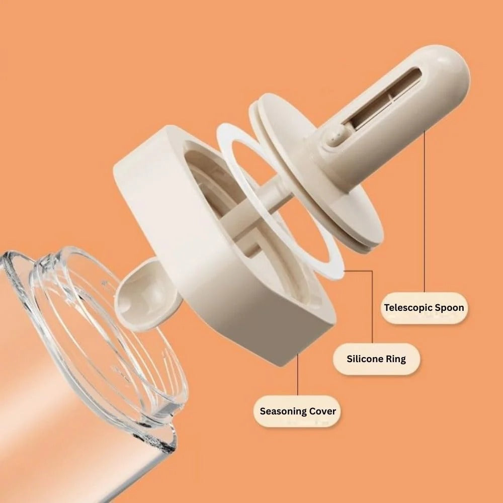 Moisture-Proof Sealed Scoop Square Seasoning Jar With Lid and Spoon