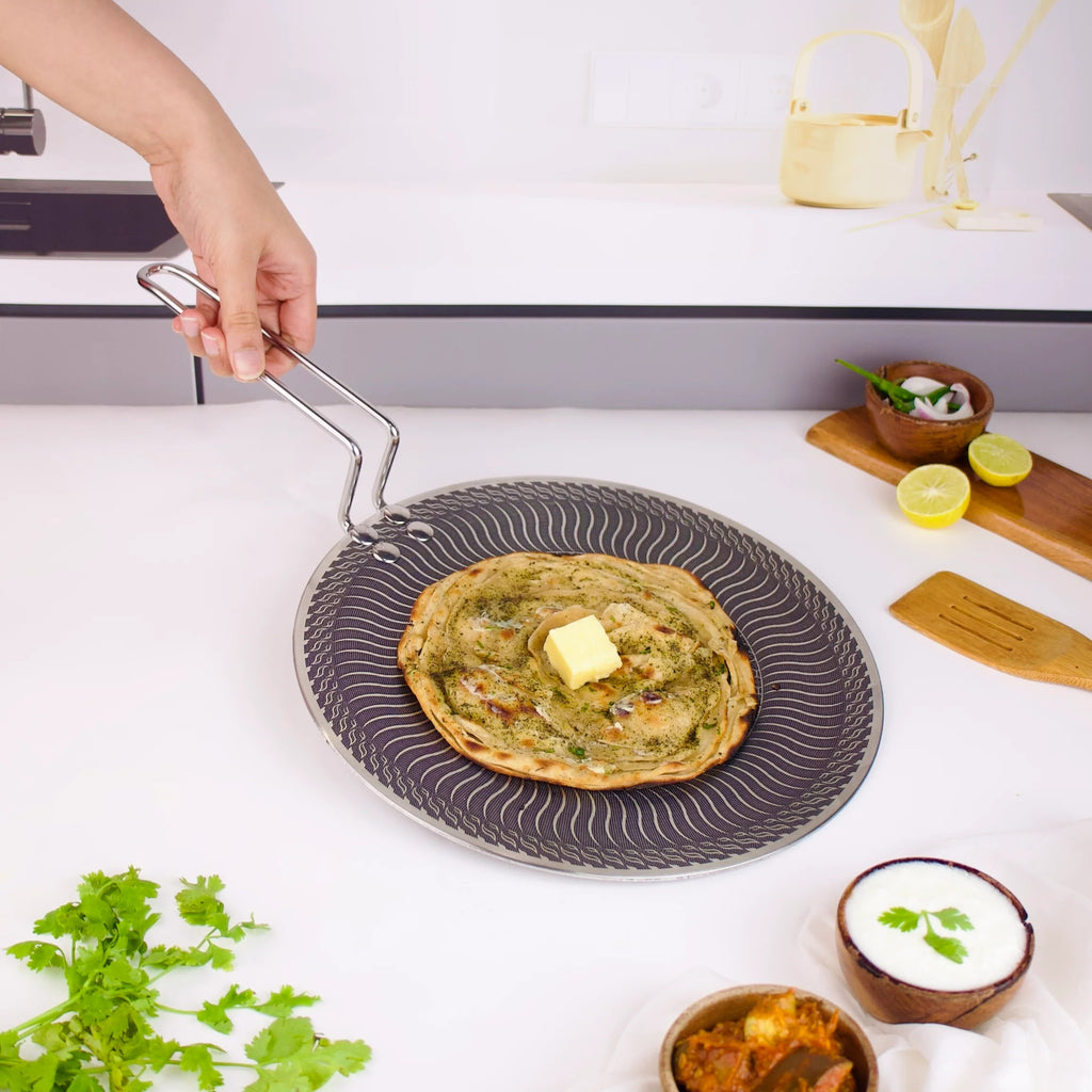 Multi-Purpose Stainless Steel Honeycomb Non Stick Tawa (28cm)
