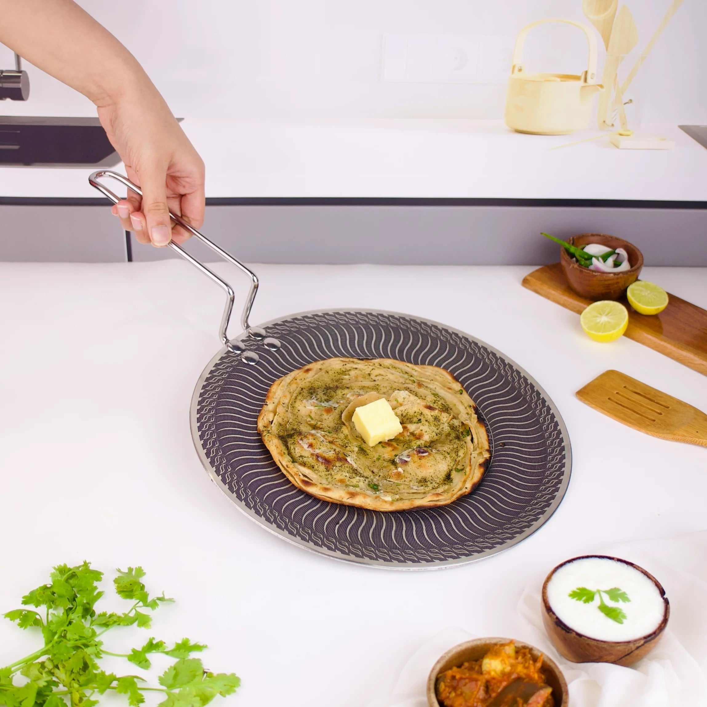 Multi-Purpose Stainless Steel Honeycomb Non Stick Tawa (28cm)