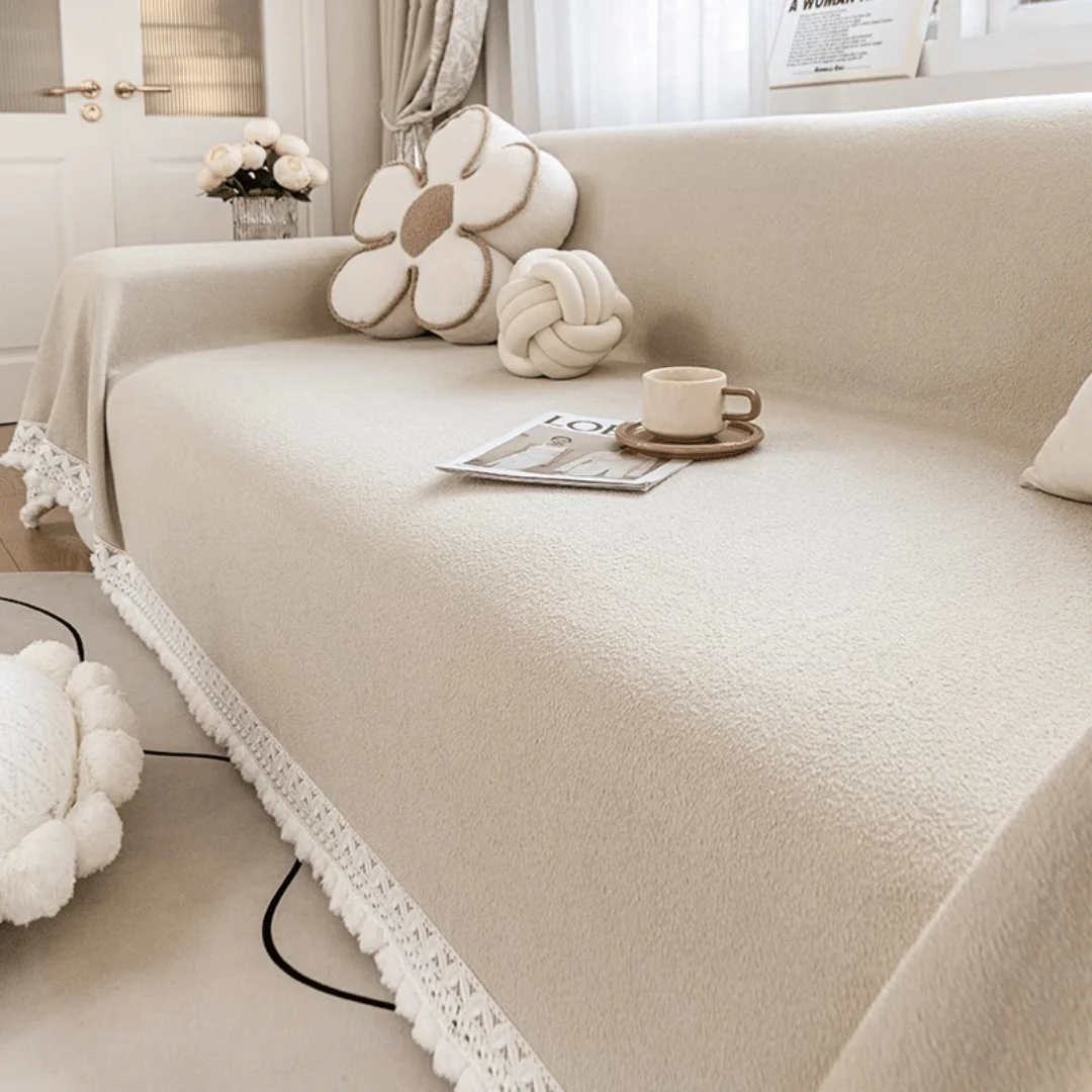 Elegance Chenille Sofa Cover :[EM-SC-32] (Caramel)