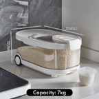 Sealed Rice Storage Container with Measuring Cup & Wheels