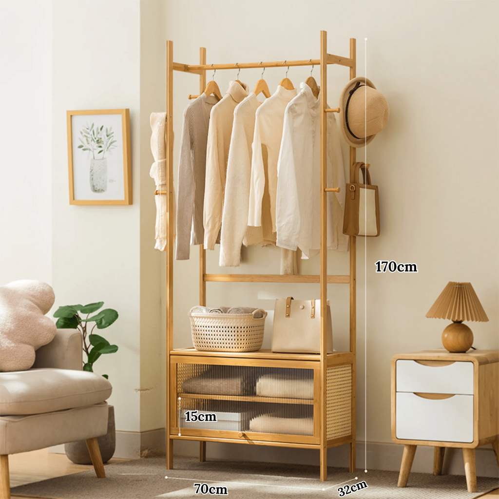 Multi-Functional Bamboo Wood Storage Organizer Rack (70cm)