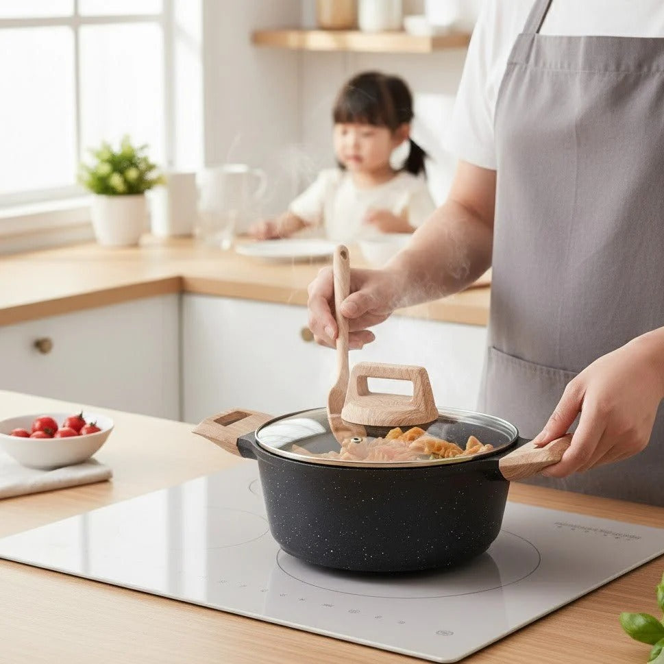 جدر صلصة (جدر صغير) "نان ستيك" من حجر المايفان (أسود - 24 سم)