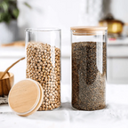 Multi-Purpose Airtight Plastic Transparent Food Storage Jar with Bamboo Lid