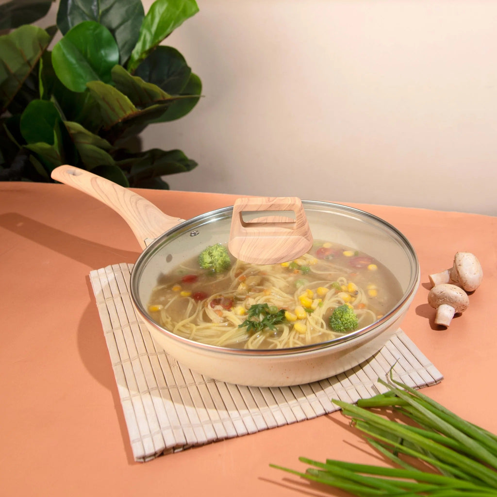 Maifan Stone Non-Stick Flat Bottom Frying Pan (White-24cm)